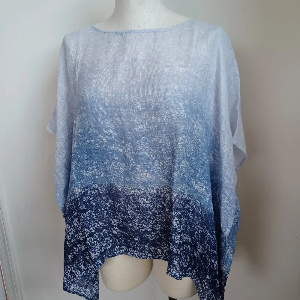 J Jill Pure Jill Ombre Linen Airy-Weave Poncho Size M/L NEW - Picture 4 of 14